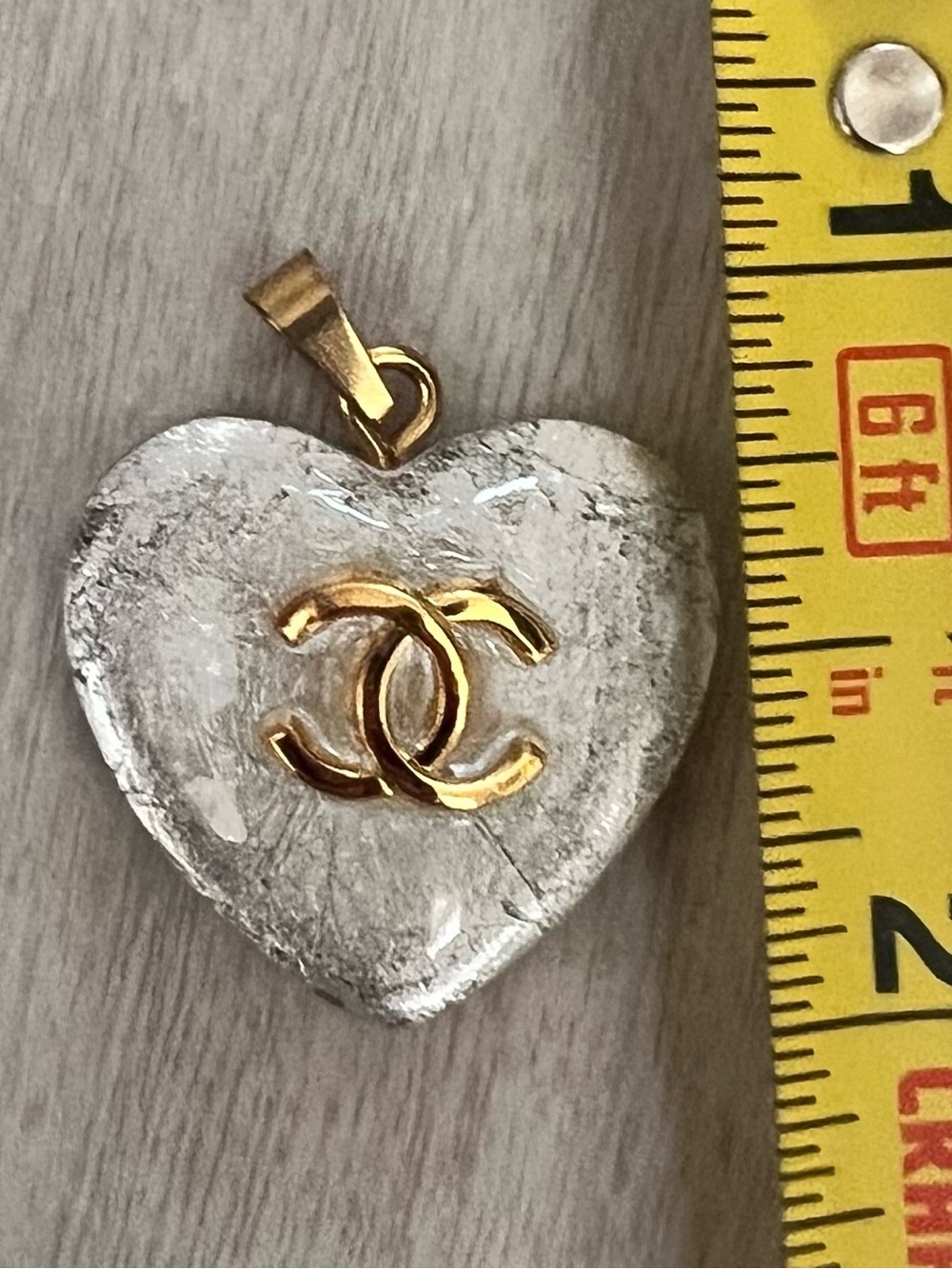 CHANEL Gold CC Heart Pendant with Silver-Tone Heart - Picture 6 of 6